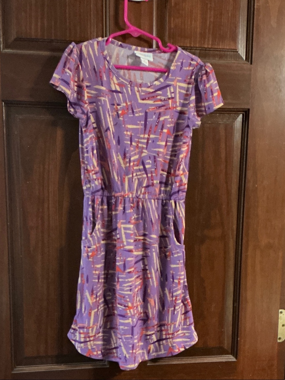 LuLaRoe Purple Abstract Print Short Sleeve Dress